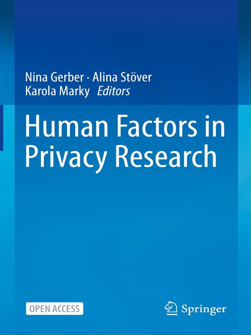 Title details for Human Factors in Privacy Research by Nina Gerber - Available